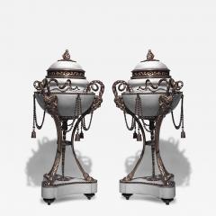Pair of French Louis XVI Style Ormolu and Marble Cassolettes - 4260706