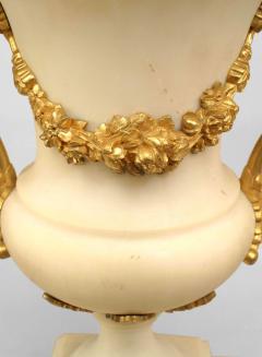 Pair of French Louis XVI Style Ormolu and White Marble Urns - 4630365