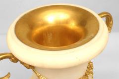 Pair of French Louis XVI Style Ormolu and White Marble Urns - 4630366