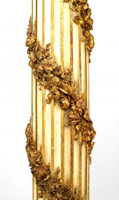 Pair of French Louis XVI Style Painted Carved Columns - 2801730