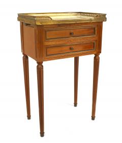 Pair of French Louis XVI Walnut and Brass End Table - 1437448
