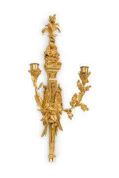 Pair of French Louis XVI style Bronze Wall Sconce with Flags - 4652270