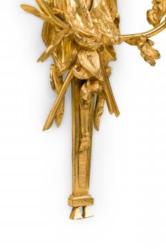 Pair of French Louis XVI style Bronze Wall Sconce with Flags - 4652274