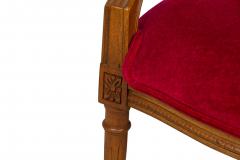 Pair of French Louis XVI style Red Velvet Upholstered High Back Armchairs - 4668644