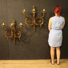 Pair of French Louis XVI style gilded bronze wall lamps - 4252303