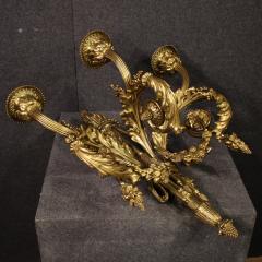 Pair of French Louis XVI style gilded bronze wall lamps - 4252306