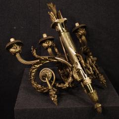 Pair of French Louis XVI style gilded bronze wall lamps - 4252307