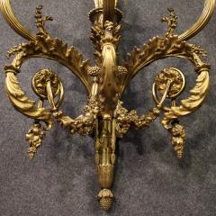 Pair of French Louis XVI style gilded bronze wall lamps - 4252311