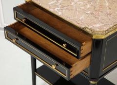 Pair of French Louis XVI style marble top end tables with brass gallery - 1790839