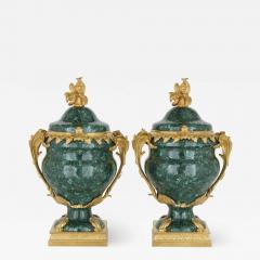 Pair of French Malachite and Gilt Bronze Vases - 1938369