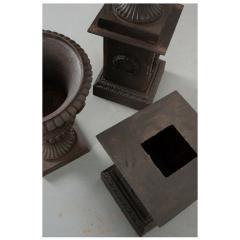 Pair of French Metal Urns on Pedestals - 2290866