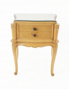 Pair of French Mid Century 1950s Maple Bedside End Tables - 447215