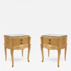Pair of French Mid Century 1950s Maple Bedside End Tables - 448676