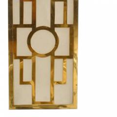 Pair of French Mid Century Brass Chinese Lattice Lantern Sconces - 4629173