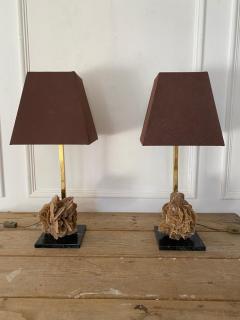 Pair of French Mid Century Desert Rose Table Lamps - 2990554