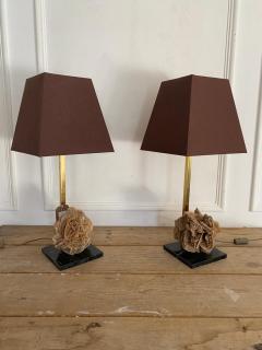 Pair of French Mid Century Desert Rose Table Lamps - 2990555