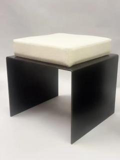 Pair of French Mid Century Minimalist Wrought Iron Cotton Benches Stools - 3256308