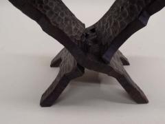 Pair of French Mid Century Modern Carved Wood and Leather Stools or Benches - 1799910