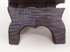 Pair of French Mid Century Modern Carved Wood and Leather Stools or Benches - 1799911