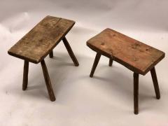 Pair of French Mid Century Modern Craftsman or Brutalist Wood Benches - 1787605