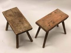 Pair of French Mid Century Modern Craftsman or Brutalist Wood Benches - 1787606
