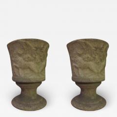 Pair of French Mid Century Modern Lighted Stone Urns Table Lamps - 1832964