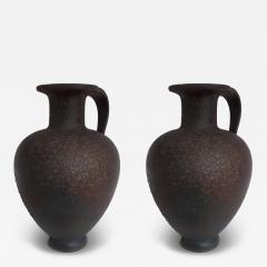 Pair of French Mid Century Modern Neoclassical Vases Amphora in Bronze Patina - 4091355