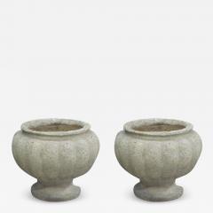 Pair of French Mid Century Modern Stone Table Lamps in the Form of Urns - 1762314