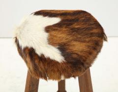 Pair of French Mid Century Stools with Cowhide Seats - 1865473