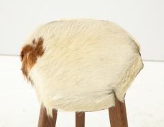 Pair of French Mid Century Stools with Cowhide Seats - 1865474