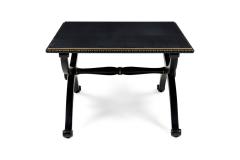 Pair of French Mid Century Style Black Lacquer Transitional Cross Base Cocktail - 4652081