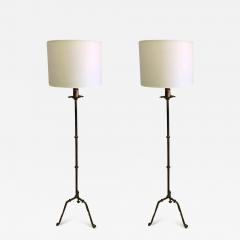 Pair of French Midcentury Gilt Wrought Iron Floor Lamps circa 1940 - 1724847