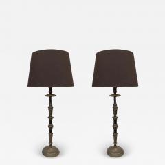 Pair of French Midcentury Neoclassical Candlestick Form Table Lamps 1930 - 1762316