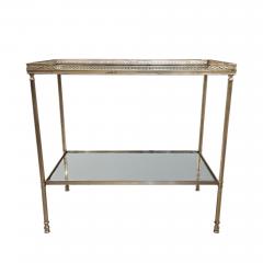 Pair of French Midcentury Silver Side Tables With Eglomise Glass - 3356084