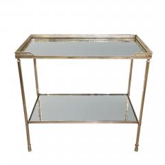 Pair of French Midcentury Silver Side Tables With Eglomise Glass - 3356085