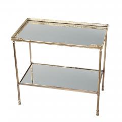 Pair of French Midcentury Silver Side Tables With Eglomise Glass - 3356088