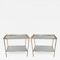 Pair of French Midcentury Silver Side Tables With Eglomise Glass - 3360628