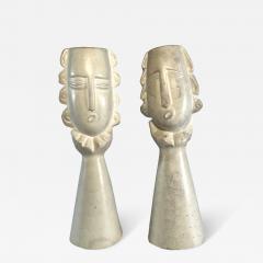 Pair of French Modern Cream Marble Figural Tabletop Sculptures - 4222057