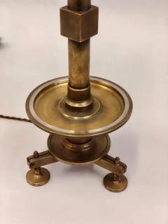 Pair of French Modern Neoclassical Brass and Steel Industrial Style Table Lamps - 4108829