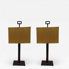 Pair of French Modern Neoclassical Hand Hammered Iron Table Lamps - 1772667