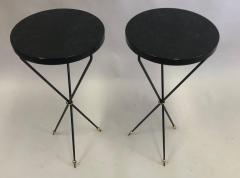Pair of French Modern Neoclassical Wrought Iron Side Tables - 2372291