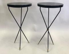 Pair of French Modern Neoclassical Wrought Iron Side Tables - 2372292