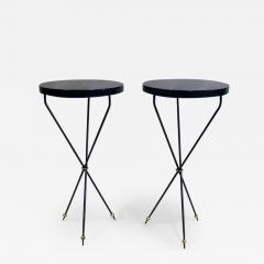 Pair of French Modern Neoclassical Wrought Iron Side Tables - 2383118