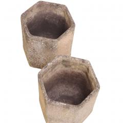 Pair of French Modernist Cast Stone Hexagonal Planters C 1960  - 4756312