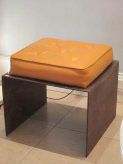 Pair of French Modernist Stools Benches in Wrought Iron with Upholstered Seats - 2374623