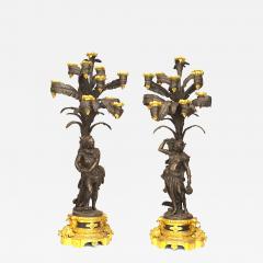 Pair of French Napoleon III Bronze Figural Candelabras - 4260729