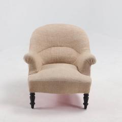 Pair of French Napoleon III Lounge chairs C 1870 on ebonized turned feet  - 3482465
