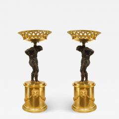 Pair of French Neoclassic Bronze Atlas Centerpieces - 4279056