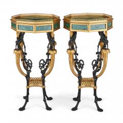 Pair of French Neoclassical Style Malachite and Gilt Bronze Side Tables - 1907384