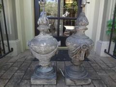 Pair of French Neoclassical Style Zinc Lamps - 3667803